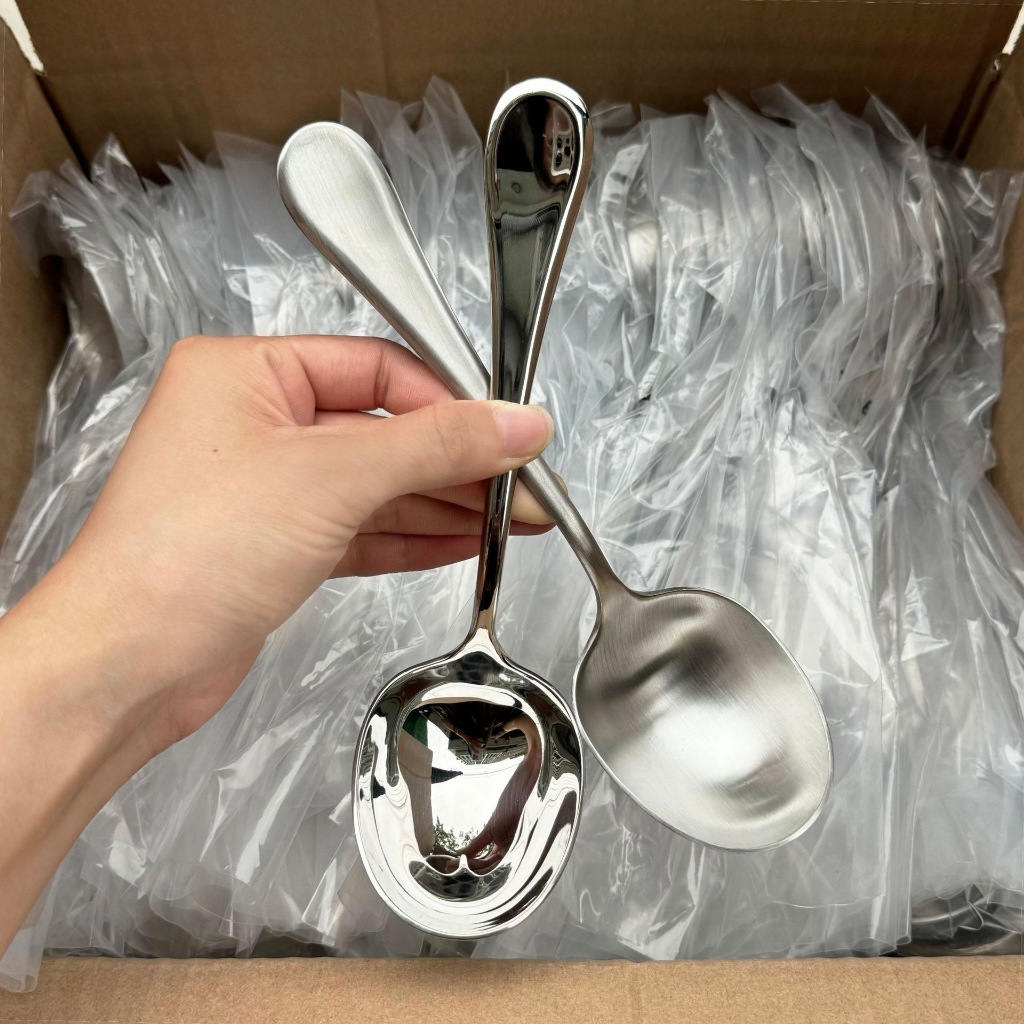 Thìa Sâu Lòng KINSGEM by Chockmen Inox Cao Cấp Muỗng Muôi Vá Canh Bóng Mờ Siêu Dày Sang Xịn