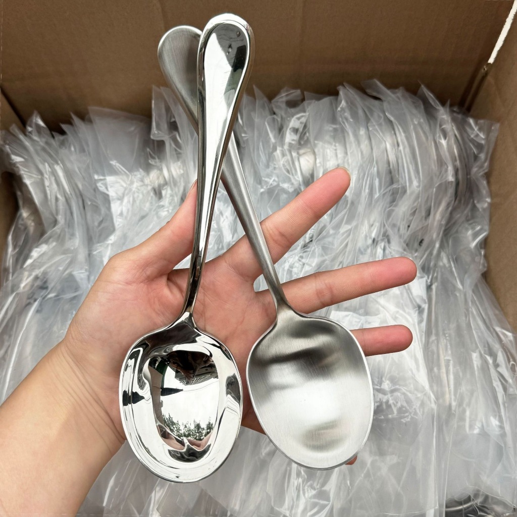 Thìa Sâu Lòng KINSGEM by Chockmen Inox Cao Cấp Muỗng Muôi Vá Canh Bóng Mờ Siêu Dày Sang Xịn
