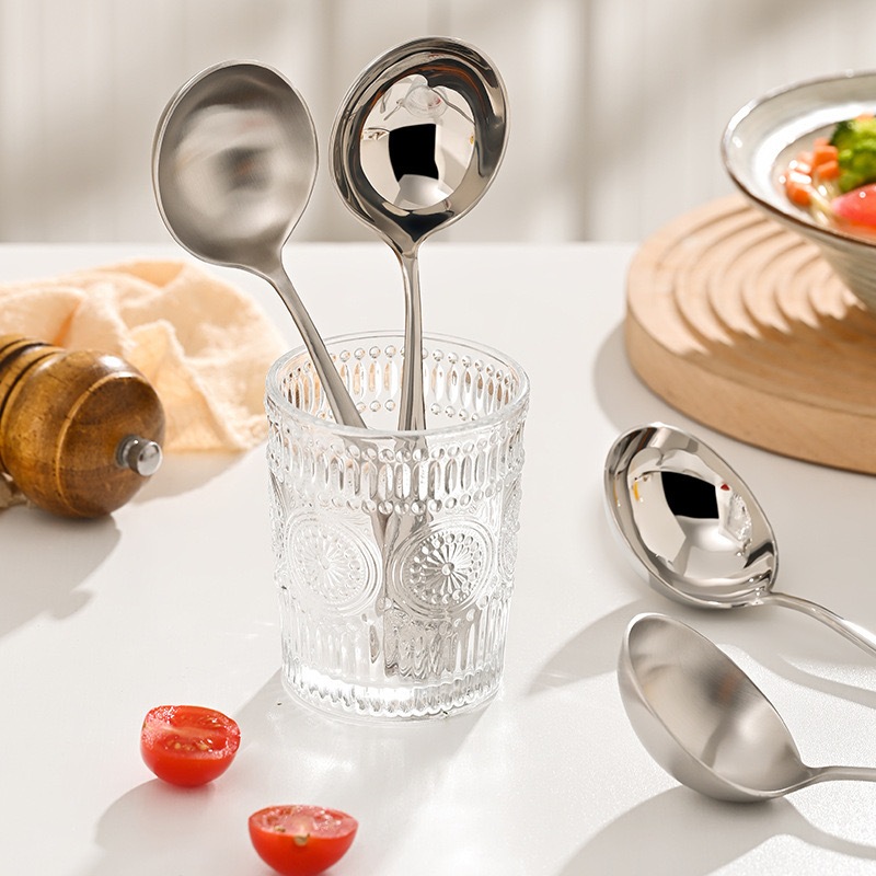 Thìa Sâu Lòng KINSGEM by Chockmen Inox Cao Cấp Muỗng Muôi Vá Canh Bóng Mờ Siêu Dày Sang Xịn