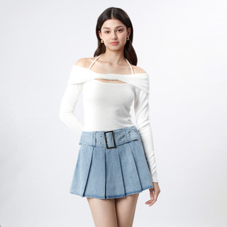 Chân Váy Jean JP FASHION Có Lót Quần Bên Trong, Chân Váy Xếp Ly Lưng Cao Dây Kéo Bên Hông Phong Cách Denim 17011139