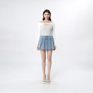 Chân Váy Jean JP FASHION Có Lót Quần Bên Trong, Chân Váy Xếp Ly Lưng Cao Dây Kéo Bên Hông Phong Cách Denim 17011139