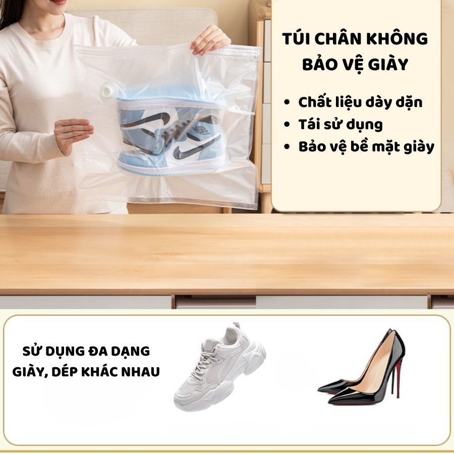 Túi Chân Không Đựng Giày, Túi Nén Chân Không Dày Dặn, Chống Oxy Hóa, Chống Ẩm Mốc, Chống Ố Vàng L02
