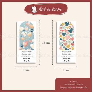 [KatinTown] Set 12 Nhãn Dán Decal Niên Phong Chủ Đề Trái Tim Open Me 6x13cm Chống Nước Màu Sắc Đẹp
