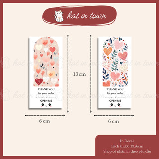 [KatinTown] Set 12 Nhãn Dán Decal Niên Phong Chủ Đề Trái Tim Open Me 6x13cm Chống Nước Màu Sắc Đẹp