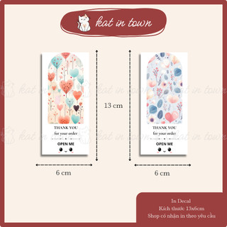 [KatinTown] Set 12 Nhãn Dán Decal Niên Phong Chủ Đề Trái Tim Open Me 6x13cm Chống Nước Màu Sắc Đẹp