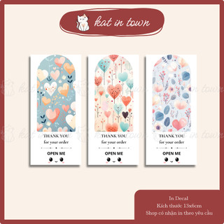 [KatinTown] Set 12 Nhãn Dán Decal Niên Phong Chủ Đề Trái Tim Open Me 6x13cm Chống Nước Màu Sắc Đẹp