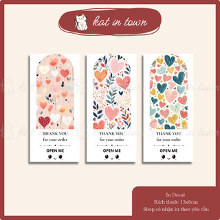 [KatinTown] Set 12 Nhãn Dán Decal Niên Phong Chủ Đề Trái Tim Open Me 6x13cm Chống Nước Màu Sắc Đẹp