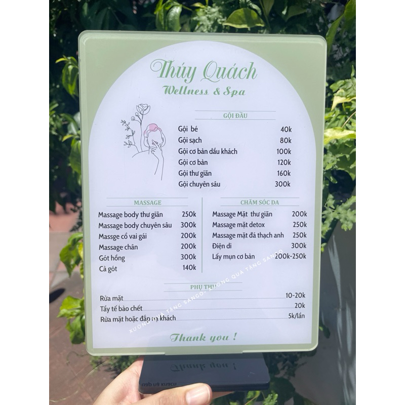 Menu Mica tiệm nail, Spa, Salon… in theo yêu cầu- Xưởng quà tặng Sango