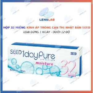 Hộp 32 Miếng | Kính Áp Tròng Cận Thị SEED 1-Day Pure Moisture 1 Ngày (Trên 12 độ) - Hàng Chính Hãng