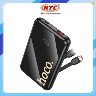 Pin dự phòng Hoco Q37 10000mAh TypeC PD 20W, USB-A QC 22.5W, kèm cáp TypeC và LaiNing, Màn hình LCD (Đen)