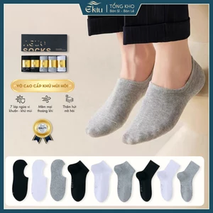 Tất vớ nam nữ chất liệu cotton sử dụng công nghệ mới giúp giảm mùi hôi, 3 chiều cao hộp 5 đôi - Ekiu Shop