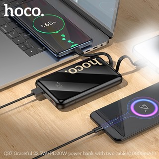 Sạc dự phòng Hoco Q37 10000mAh TypeC PD 20W, USB-A QC 22.5W, kèm cáp TypeC và LaiNing, Màn hình LCD