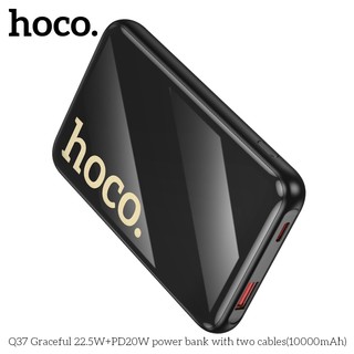 Sạc dự phòng Hoco Q37 10000mAh TypeC PD 20W, USB-A QC 22.5W, kèm cáp TypeC và LaiNing, Màn hình LCD