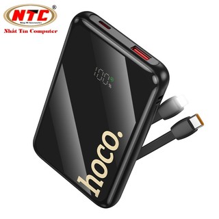 Sạc dự phòng Hoco Q37 10000mAh TypeC PD 20W, USB-A QC 22.5W, kèm cáp TypeC và LaiNing, Màn hình LCD