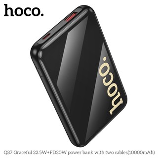 Sạc dự phòng Hoco Q37 10000mAh TypeC PD 20W, USB-A QC 22.5W, kèm cáp TypeC và LaiNing, Màn hình LCD
