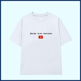 Áo thun ĐỘC LẬP TỰ DO HẠNH PHÚC LÁ CỜ VIỆT NAM unisex nam nữ Áo phông đen trắng tay ngắn cổ tròn chất cotton mềm ta617