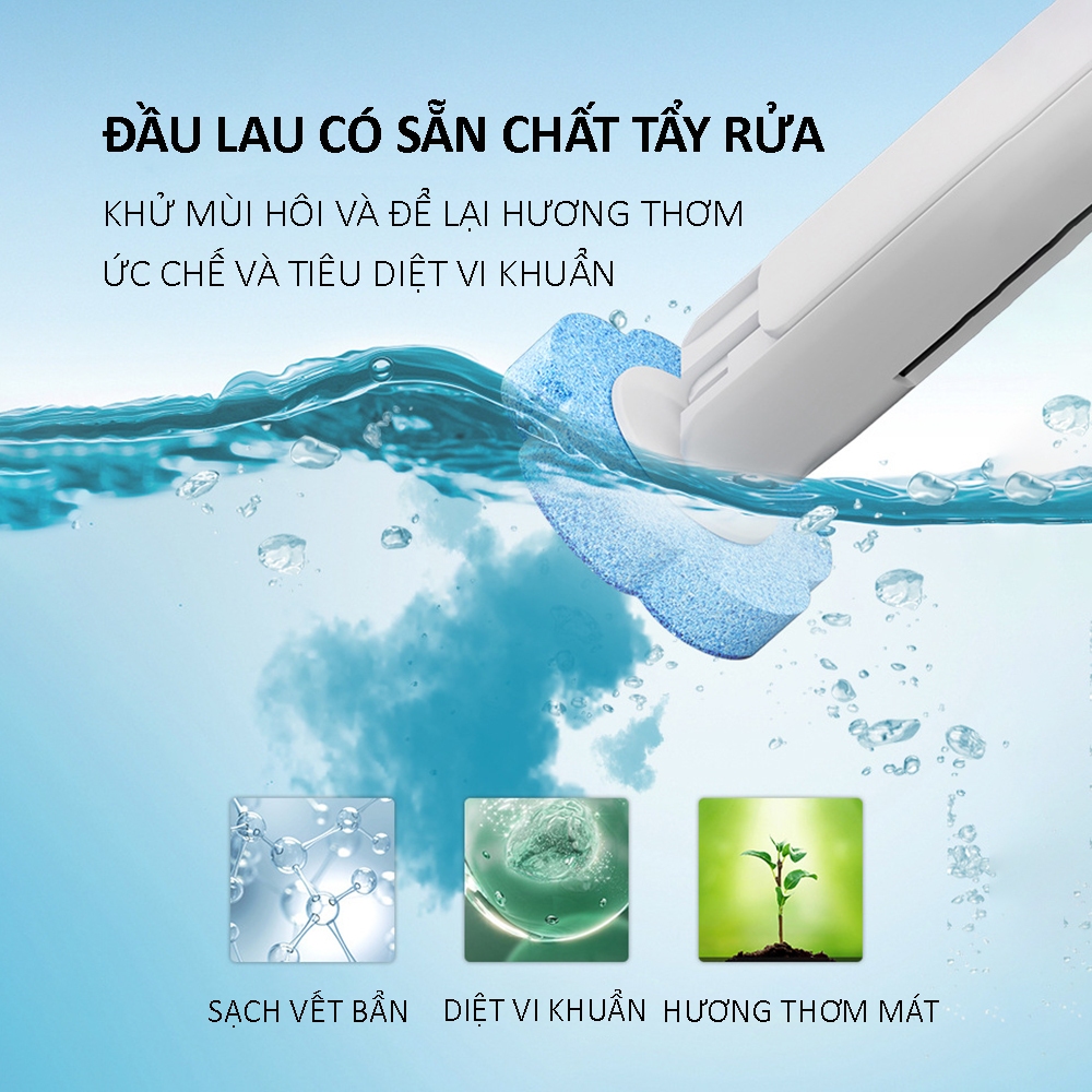 Bộ vệ sinh bồn cầu dùng 1 lần, chà nhà bếp, chà mọi ngõ ngách đầu lau có sẵn chất tẩy rửa không cần chạm tay, tiện lợi