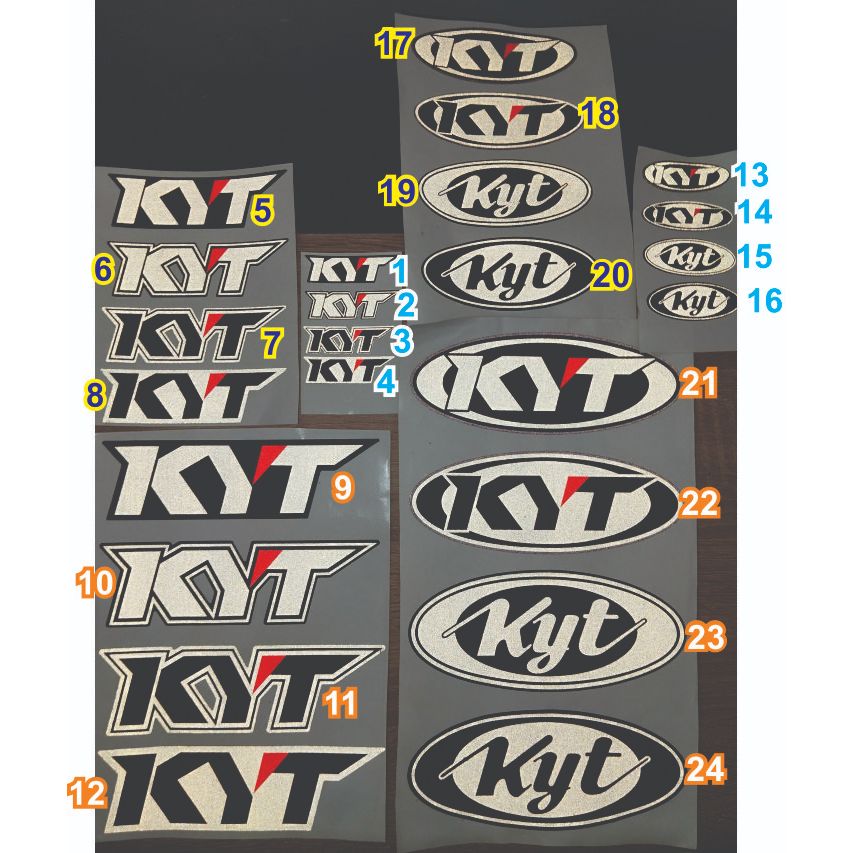 Logo KYT phản quang 3M, dán nón fullface. Decal chống nước, không bay màu. Dính chặt tuyệt đối