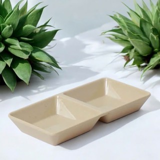 Khay đựng nước chấm 2 ngăn, Khay đựng gia vị 2 ngăn chất liệu Melamine ao Cấp chống va đập - chống cháy