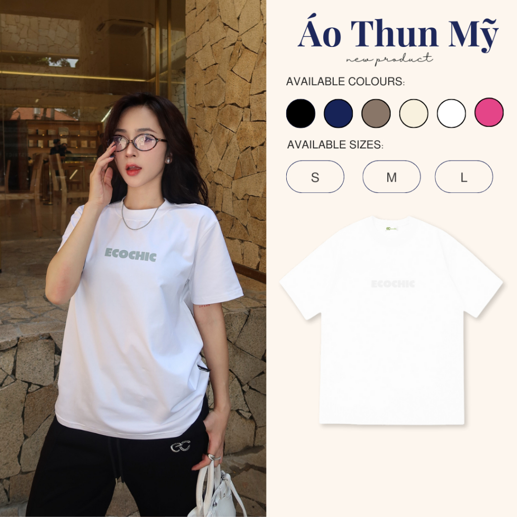 Áo Phông Basic Logo ECOCHIC Local Brand Chính Hãng Unisex Form Rộng Oversize Premium Cotton 100% B081
