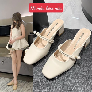 Dép Sục Cao Gót Nữ Mũi Vuông êm nhẹ mềm cao 5cm