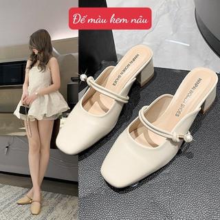 Dép Sục Cao Gót Nữ Mũi Vuông êm nhẹ mềm cao 5cm