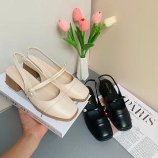 (Lùi 1 size) Giày Sandal Cao Gót Nữ Mũi Vuông êm mềm cao 5cm