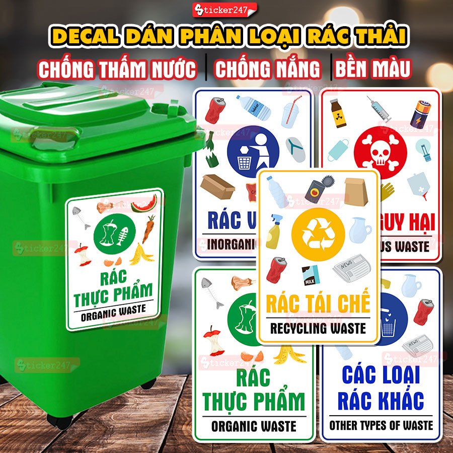 Miếng Dán Phân Loại Rác Thải Chống Nước 🍓 Decal Phân Loại Rác Tại Nguồn ...