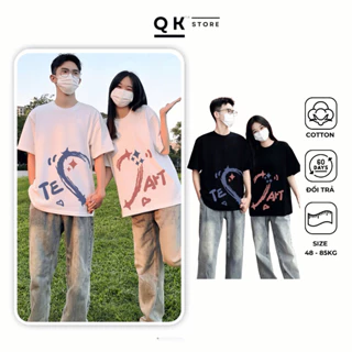 Áo Thun Đôi Nam Nữ In Hình Nửa Trái Tim Form Rộng Local Brand Chất Vải Cotton Cao Cấp - QK STORE