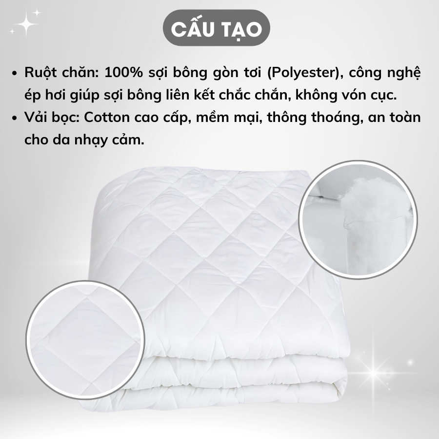 Ảnh Ruột Chăn Mền bông Cao Cấp A Concept Decor Siêu Ấm Nhẹ Cho Mùa Hè Thu Đông Chăn Bông Dày Chuẩn Khách Sạn 5 sao 2mx2m2 3