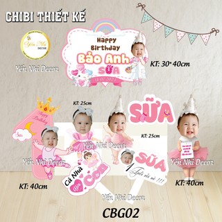 Set chibi sinh nhật cho bé gái nhiều tông màu , thiết kế theo yêu cầu  Yến Nhi Shop