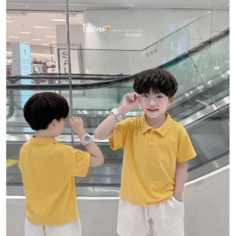 Áo polo cộc tay trơn Beemo nhiều màu cho bé trai, kiểu dáng basic dễ dàng phối đồ