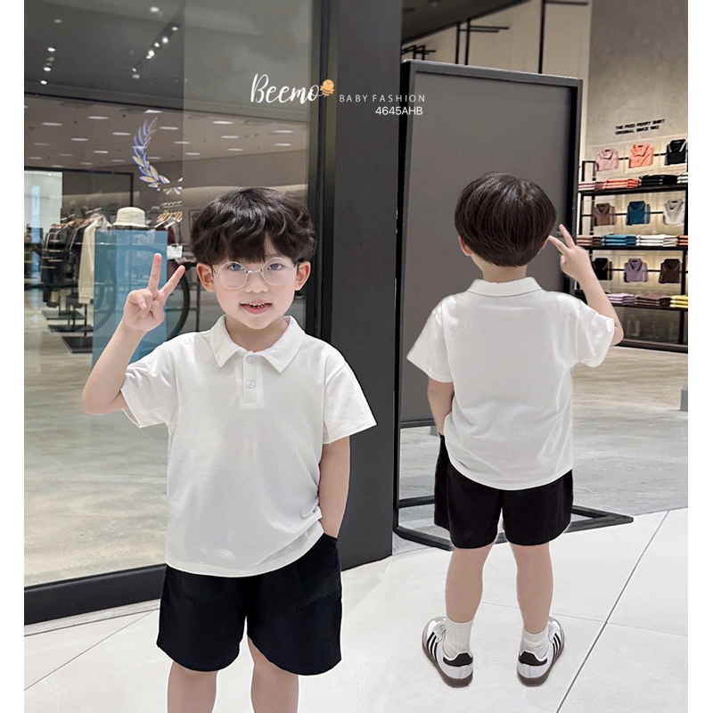 Áo polo cộc tay trơn Beemo nhiều màu cho bé trai, kiểu dáng basic dễ dàng phối đồ