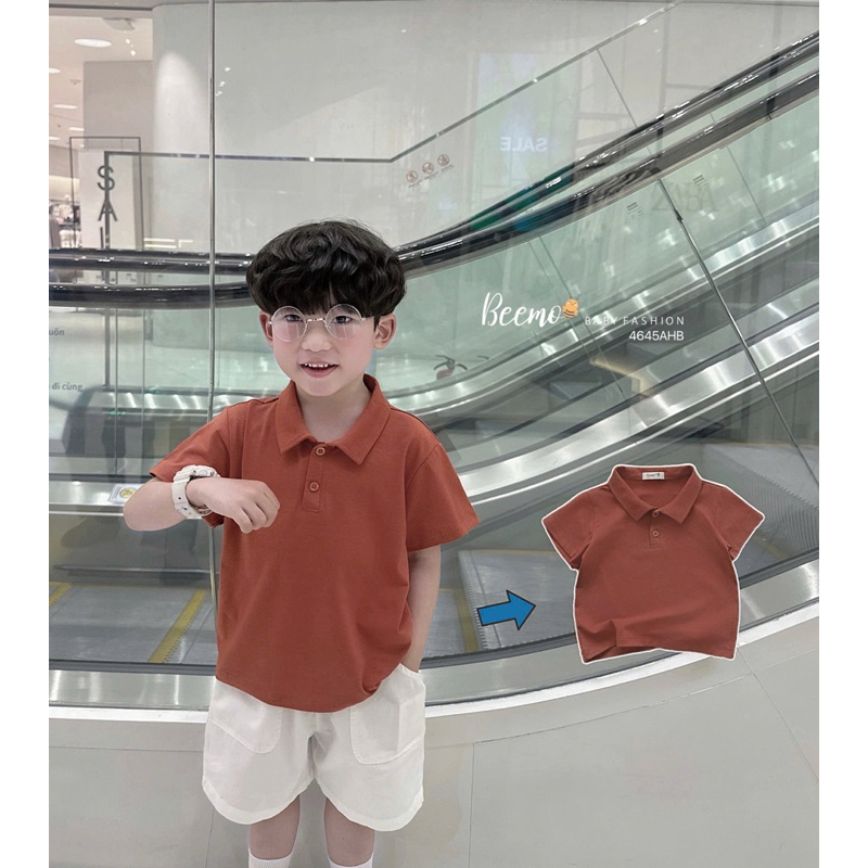 Áo polo cộc tay trơn Beemo nhiều màu cho bé trai, kiểu dáng basic dễ dàng phối đồ