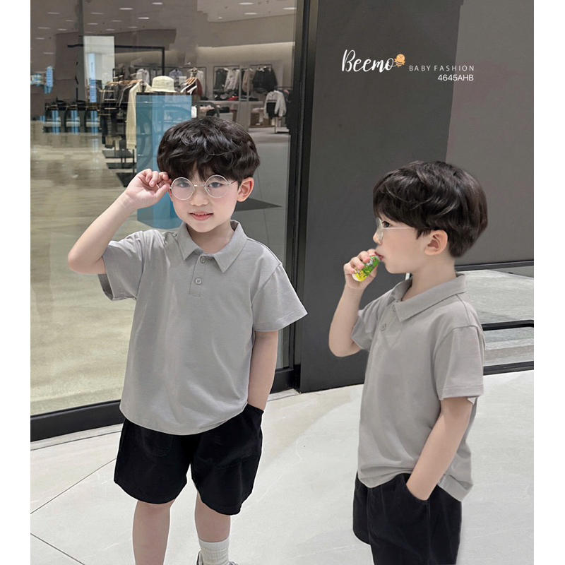 Áo polo cộc tay trơn Beemo nhiều màu cho bé trai, kiểu dáng basic dễ dàng phối đồ