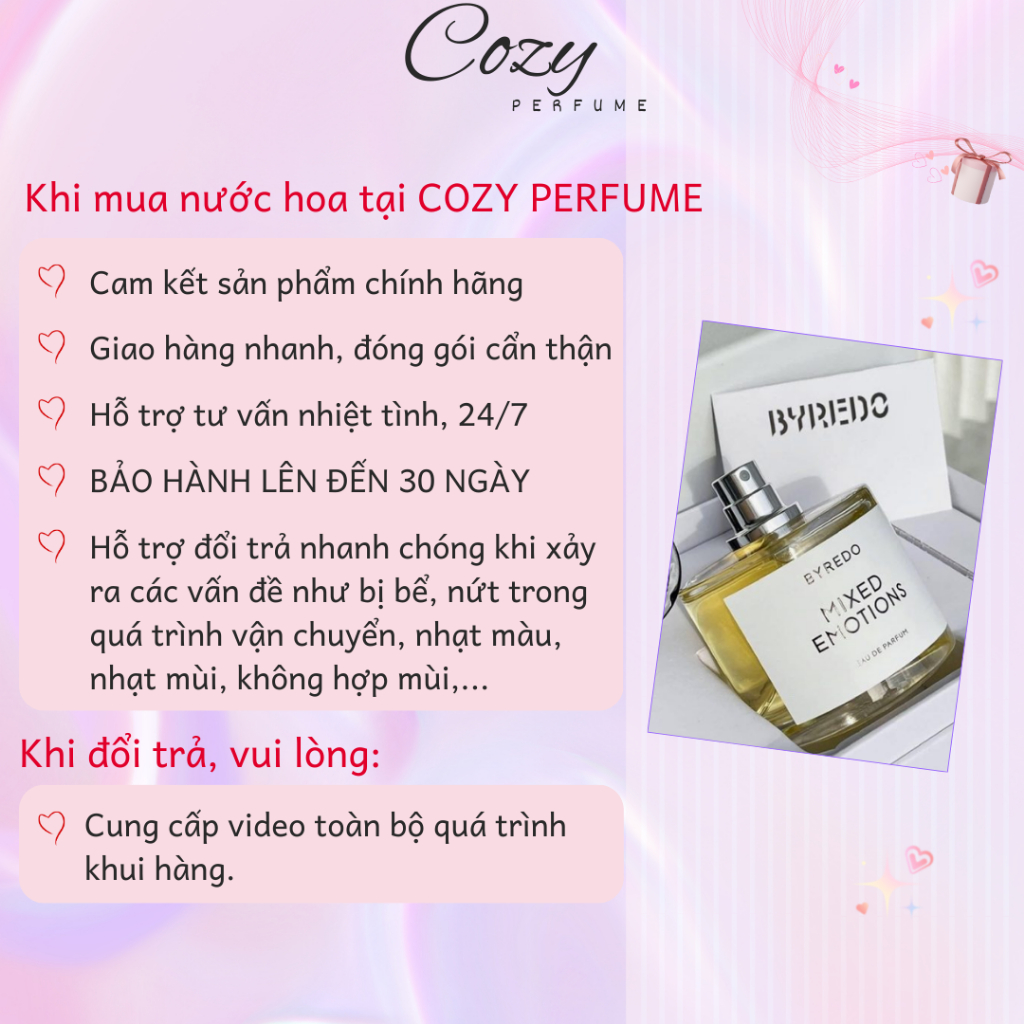 Nước hoa unisex Byredo Mixed Emotions Chiết 5ml/10ml Hương thơm Sáng tạo, Cá tính - Cozy Perfume