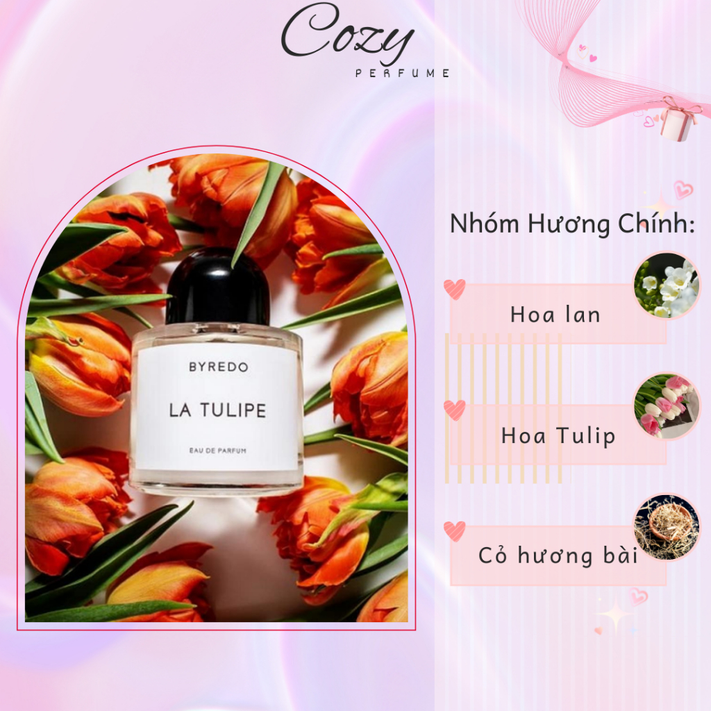 Nước hoa unisex Byred0 La Tulipe Chiết 5ml/10ml Hương thơm Nữ tính, Kiêu kỳ, Tiểu thư - Cozy Perfume