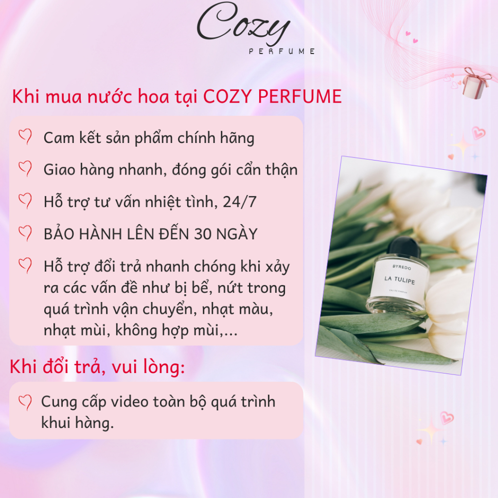 Nước hoa unisex Byred0 La Tulipe Chiết 5ml/10ml Hương thơm Nữ tính, Kiêu kỳ, Tiểu thư - Cozy Perfume