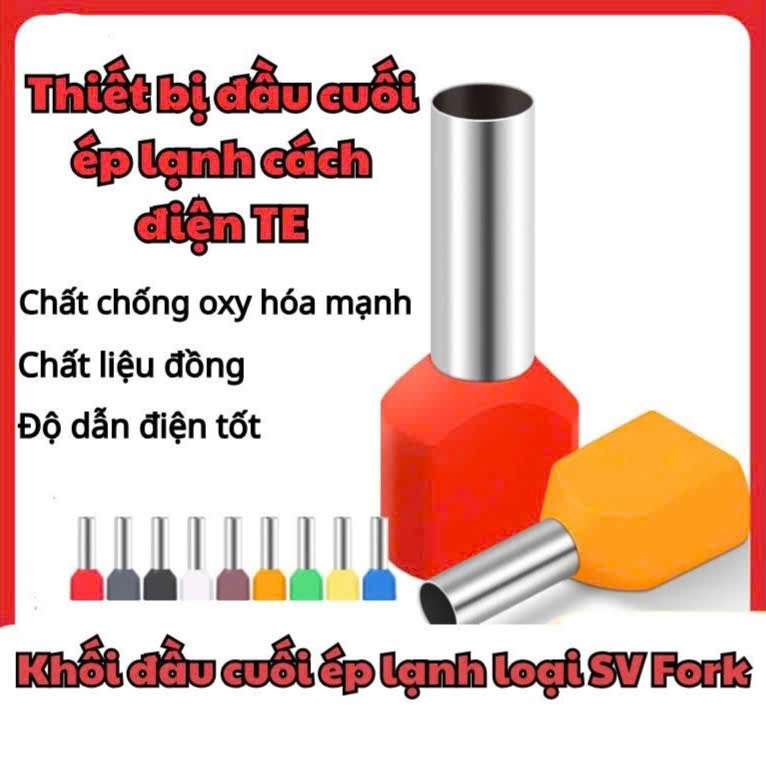 Cos pin rỗng đôi đủ loại TE đầu cốt dây điện pin rỗng TE10-14 đầu cos ...