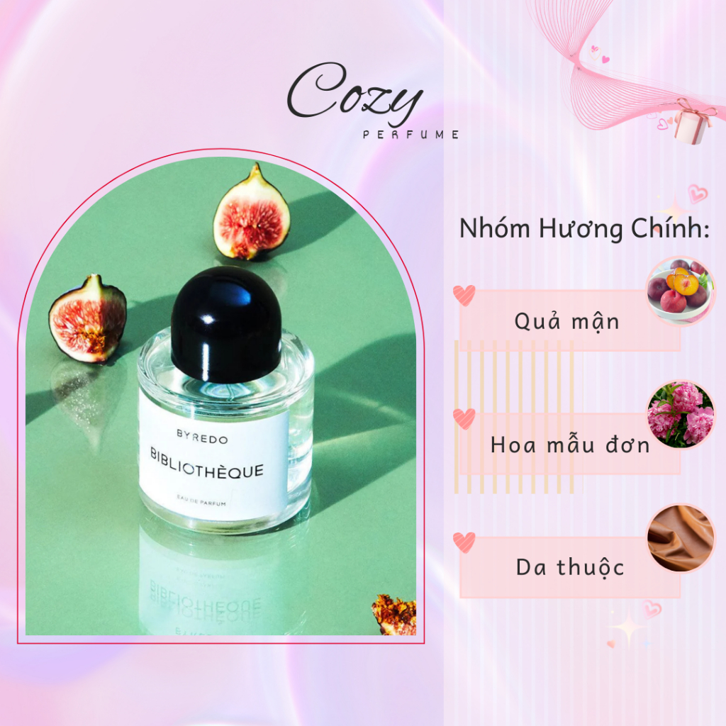 Nước hoa unisex Byred0 Bibliotheque EDP Chiết 5ml/10ml Hương thơm Bí ẩn, Thanh lịch - Cozy Perfume