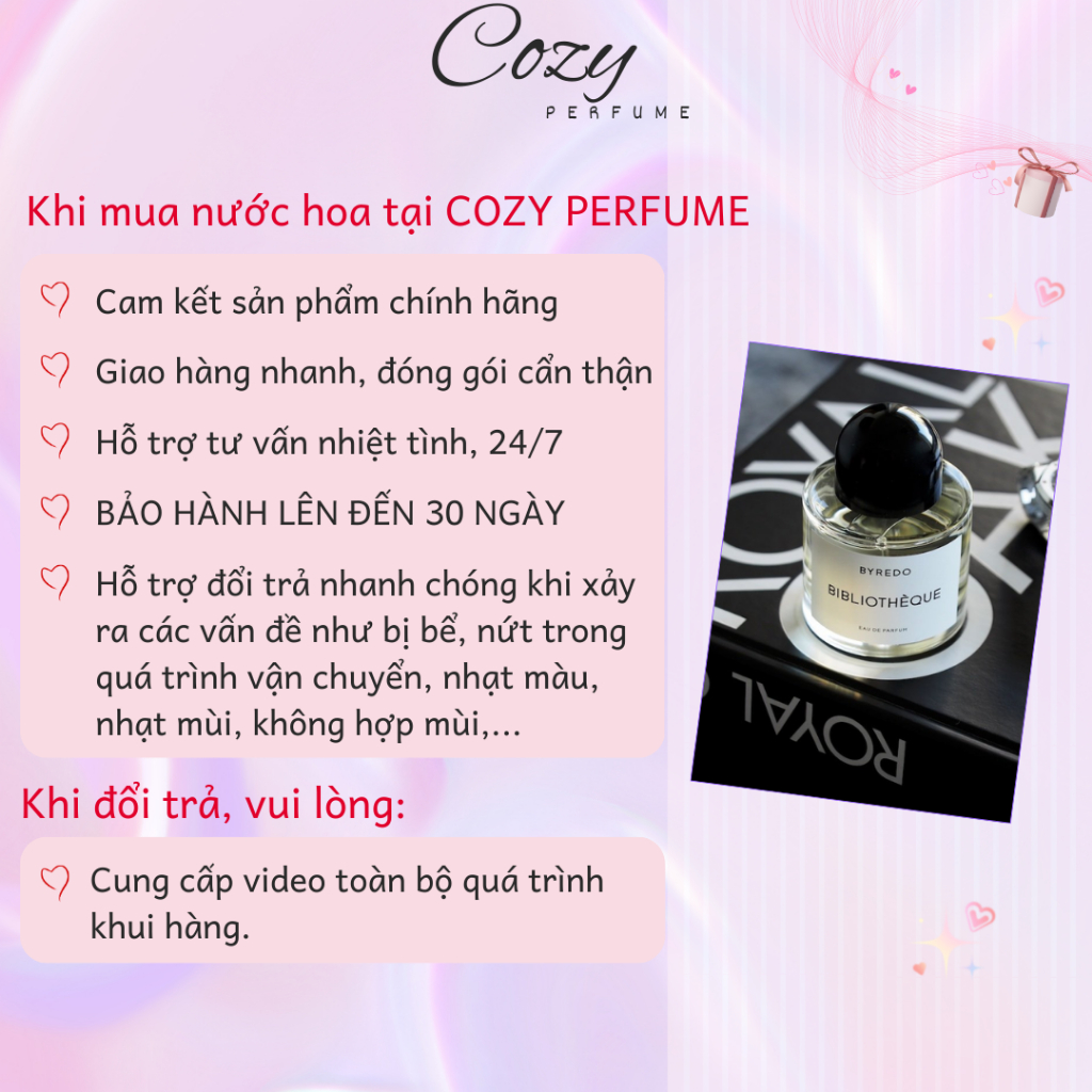 Nước hoa unisex Byred0 Bibliotheque EDP Chiết 5ml/10ml Hương thơm Bí ẩn, Thanh lịch - Cozy Perfume