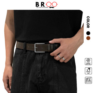 Thắt lưng nam nữ mặt kim vuông đơn giản da PU dây nịt unisex thời trang basic Hàn Quốc 3.2cm.
