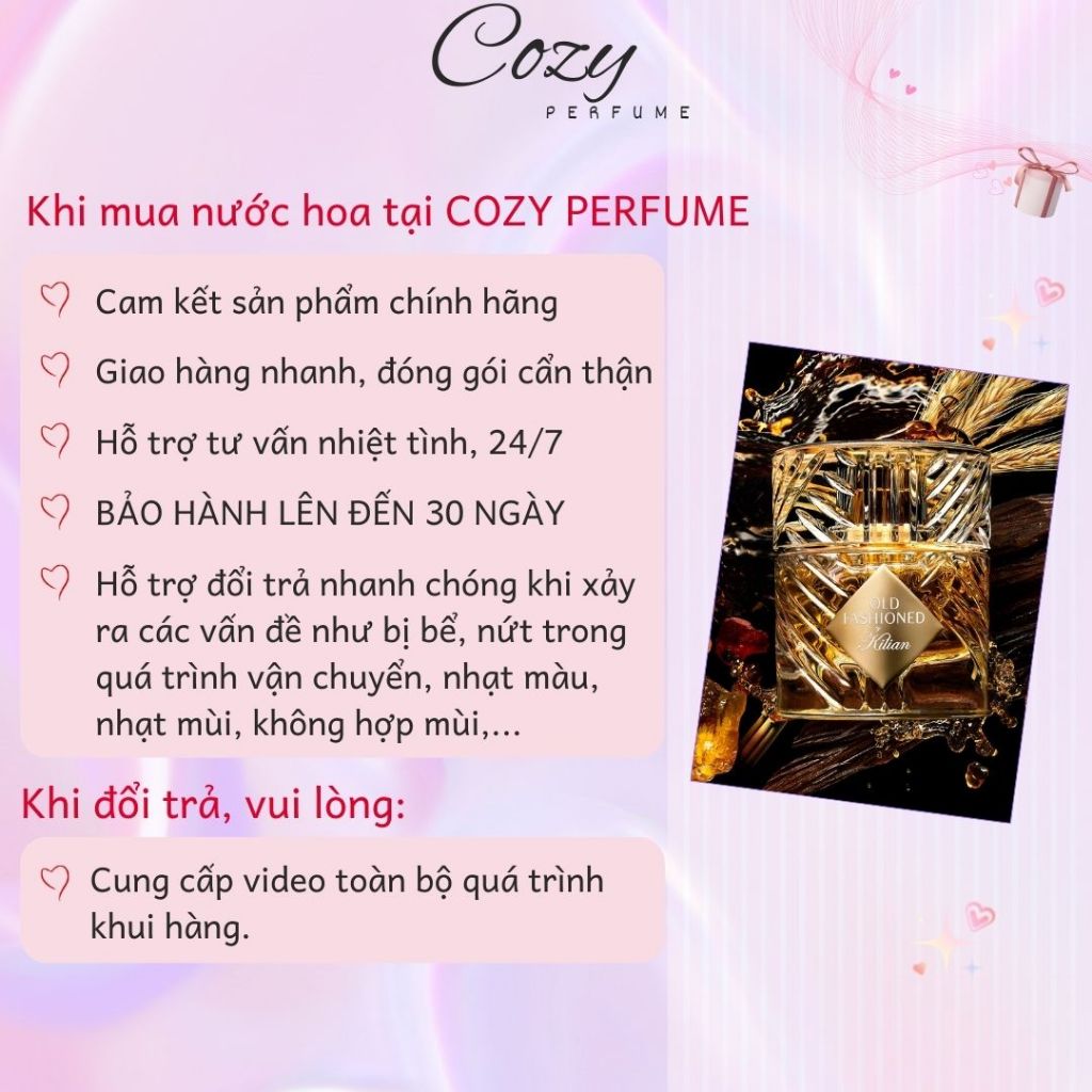 Nước hoa unisex Kilian Old Fashioned Chiết 5ml/10ml Hương thơm Thanh lịch, Tươi mới - Cozy Perfume