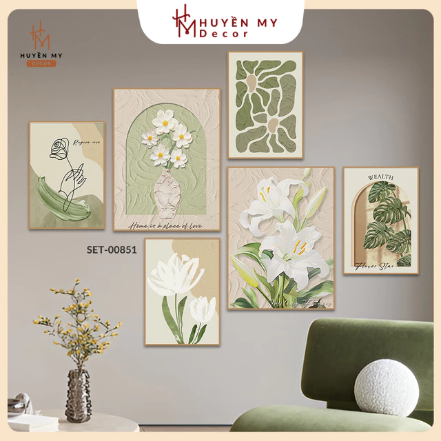 SET 6 Tranh Dán Tường Nhiều Mẫu Đa Dạng, Trendy, Decor Phòng Khách, Phòng Ngủ, Spa, Phòng Nail, Mi - Huyền My Decor