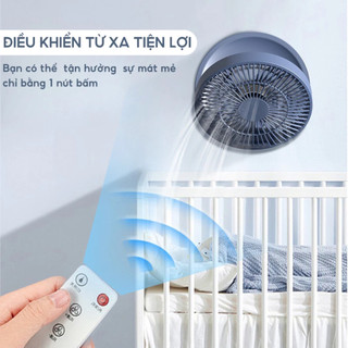 Quạt Tích Điện DELADEP QDB07 Để Bàn/Treo Tường - 4000mAh - Điều Khiển Từ Xa - 3 Tốc Độ Gió