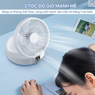 Quạt Tích Điện DELADEP QDB07 Để Bàn/Treo Tường - 4000mAh - Điều Khiển Từ Xa - 3 Tốc Độ Gió