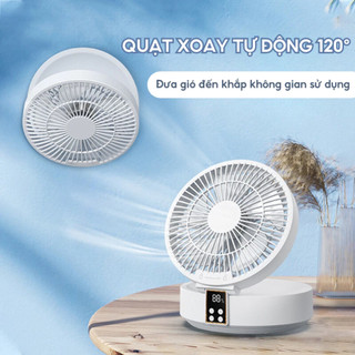 Quạt Tích Điện DELADEP QDB07 Để Bàn/Treo Tường - 4000mAh - Điều Khiển Từ Xa - 3 Tốc Độ Gió