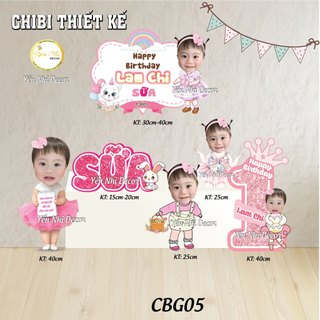 Set chibi sinh nhật cho bé gái nhiều tông màu , thiết kế theo yêu cầu  Yến Nhi Shop