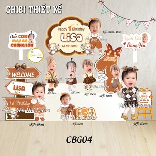 Set chibi sinh nhật cho bé gái nhiều tông màu , thiết kế theo yêu cầu  Yến Nhi Shop