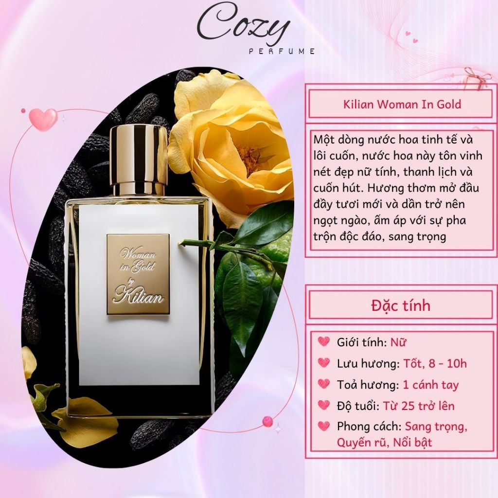 Nước hoa nữ Kilian Woman In Gold màu trắng Chiết 5ml/10ml Hương thơm Sang trọng Nổi bật-Cozy Perfume
